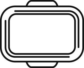 Poster - simple black and white line drawing of an empty plastic food container with the lid open, perfect fo
