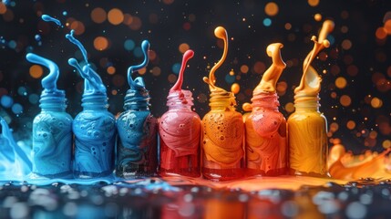 Poster - Vibrant Color Splash Bottles