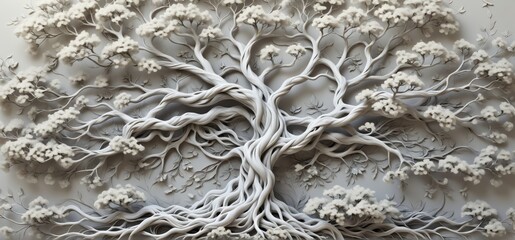 Aufkleber - Digital art piece that appears to be relief sculpture tree branc