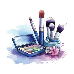 watercolor make up brushes and powder