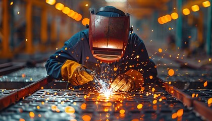 Wall Mural - Welder with sparks flying