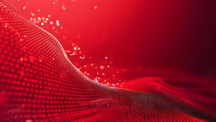 Poster - Red background with a gradient of dots and circles, creating an abstract texture for commercial use. The red color evokes passion while adding depth to the design. This pattern is suitable as a wallpa