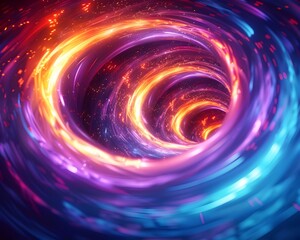 Wall Mural - Glowing Digital Vortex with Swirling Neon Lines and Vibrant Cyber Background