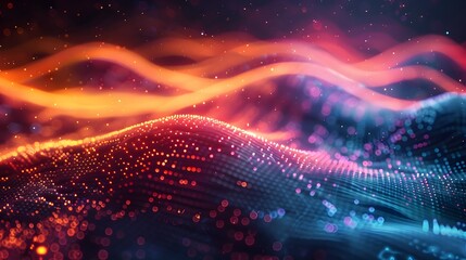 Poster - Mesmerizing Digital Fractal Patterns with Vibrant Glowing Edges and Cyber Background Concept