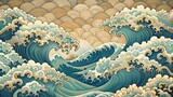 Vintage Japanese oriental swirl sea wave cloud seamless pattern , Japanese, vintage, oriental, swirl, sea wave, cloud, seamless