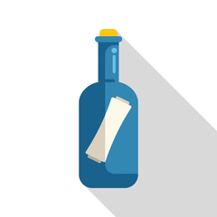 Sticker - Blue bottle containing a rolled up message, symbolizing communication and hope