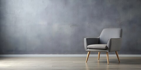 Canvas Print - Gray chair in the gray wall background AI Generative