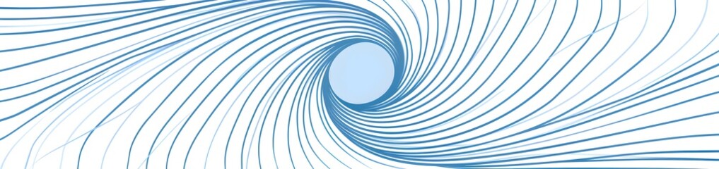 Poster - Blue line pattern, simple spiral and vortex lines on a white background in a minimalist style. A flat vector illustration with simple lines and white space in the middle of the canvas. A simple design
