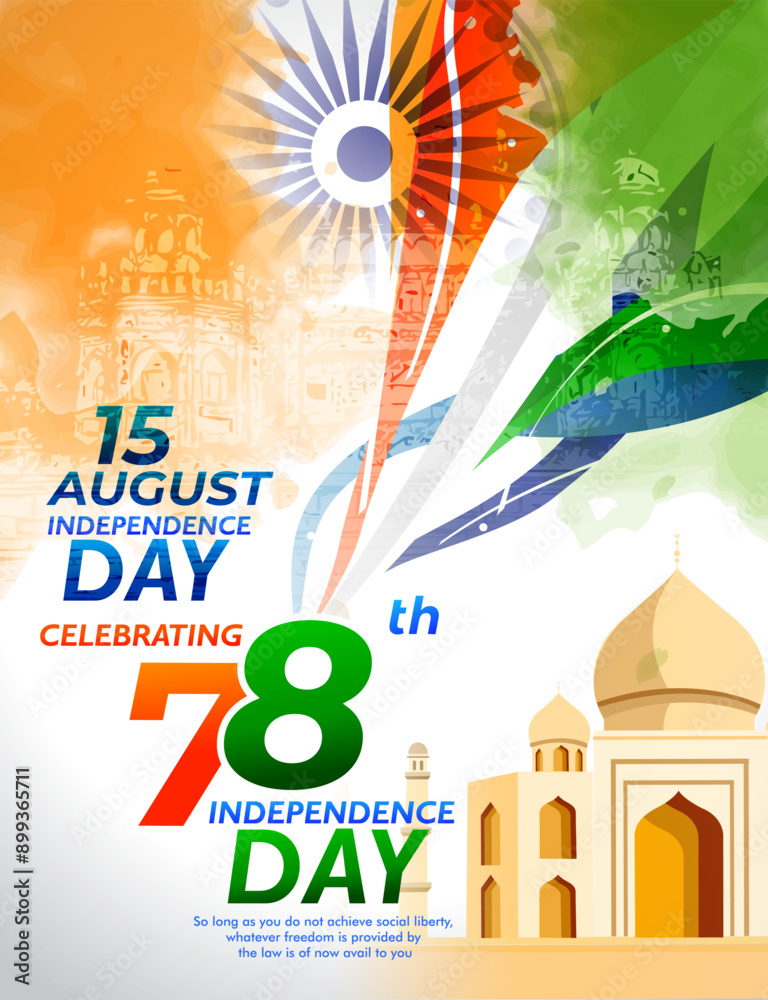 vector illustration of 15th August India Happy Independence Day. Stock ...