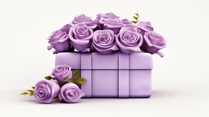 Poster - A purple gift box with roses on top