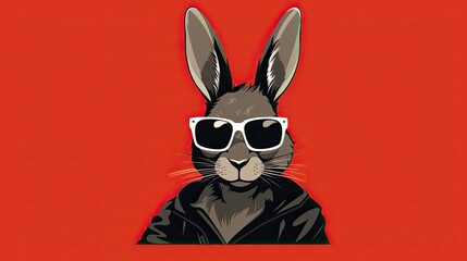 Canvas Print - Bugs Bunny wearing black sunglasses and a red t-shirt