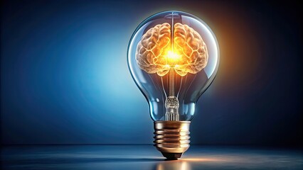 lightbulb brain glowing with bright ideas , creativity, innovation, intelligence, brainstorming, ins