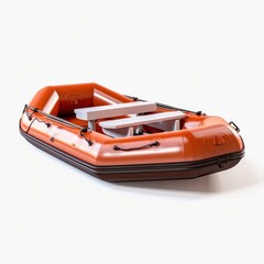 Inflatable Yellow Row Boat with Oars for leisure and adventure on the water. Water transport for fishing isolated on a white background.