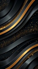  A black and gold wallpaper features abundant gold sparkles at its base