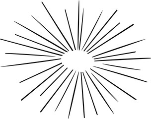 Sticker - fireworks doodle line explosion radial sparkler with rays, hand drawn firecrackers simple and round decoration 