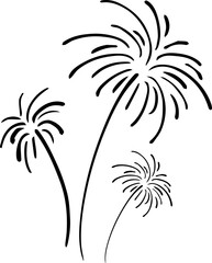 Sticker - fireworks doodle line explosion radial sparkler with rays, hand drawn firecrackers simple and round decoration 