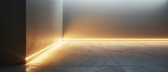 Poster -  A bare room illuminated by a radiant light entering from its right end