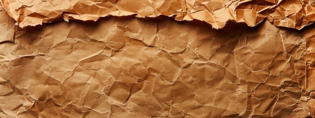 Wall Mural -  A tight shot of brown paper with a detached piece overlapping it