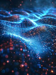 Poster - Glowing Data Streams Flowing Through High Tech Network Symbolizing Information Transfer