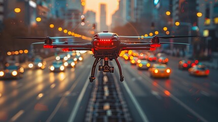 Poster - Autonomous Drones Optimizing Traffic Flow in a Smart City at Night
