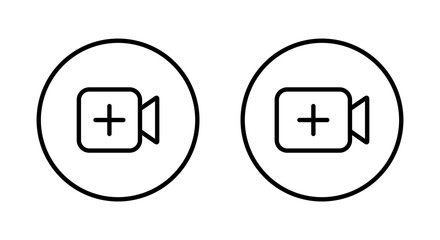 Poster - Add video icon on circle line. Plus with camera sign symbol