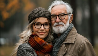 Wall Mural - portrait of couple in winter