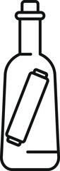 Sticker - Simple line drawing of a glass bottle containing a message, evoking mystery and adventure