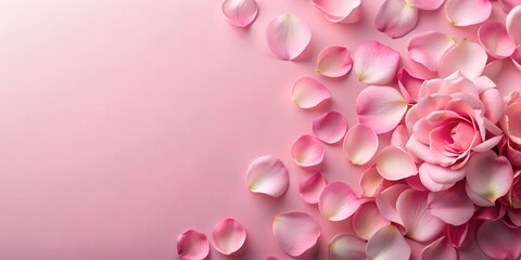 Poster - pink rose petals on a light pink background AI-Generated Content