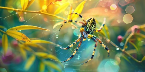 spider in the garden close-up. Selective focus.