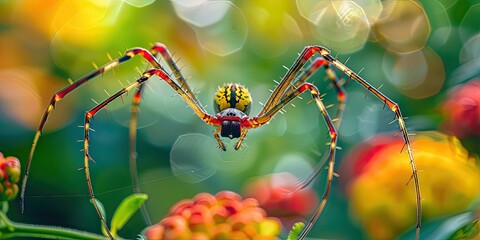 spider in the garden close-up. Selective focus.