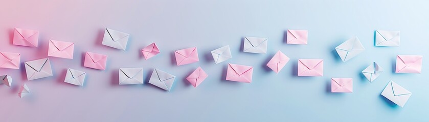 Poster - Soft gradient background with professional email marketing setup, showcasing customer engagement