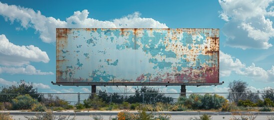 Rusty Billboard Against a Blue Sky