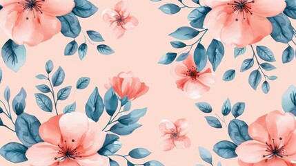 Sticker - Delicate watercolor florals on a soft pastel backdrop create a charming, seamless design perfect for various projects.