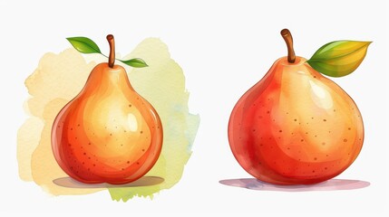 Canvas Print - A vibrant handdrawn pear illustration on a clean background, showcasing its unique texture and shape beautifully.