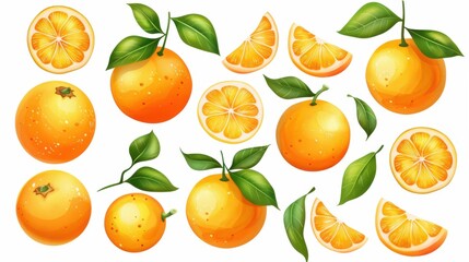 Wall Mural - Vibrant watercolor oranges bring life to any space with their bright hues and fresh appeal. A fruity delight for citrus lovers.