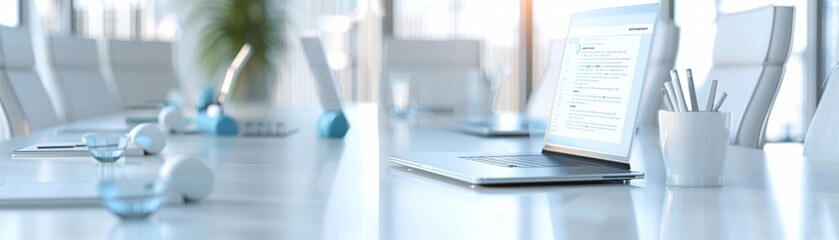 Poster - Business meeting room with modern email marketing visuals, highlighting increased reach