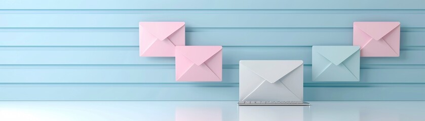 Poster - A modern digital setting with soft-colored email marketing visuals, highlighting increased audience reach with a creative twist