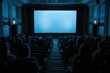 © AiHRG Design - A captivated audience fills a dimly lit theater, eagerly awaiting the start of an engaging performance as shadows dance in the soft light.