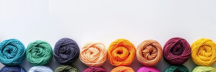 Fototapete - A vibrant array of yarn rolls is displayed in a grid pattern, creating a visually appealing layout that's perfect for crafting projects and creative design. Generative AI