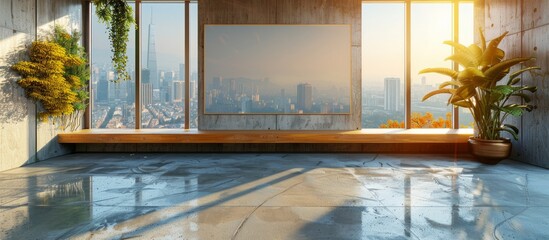 Wall Mural - Modern Minimalist Interior with City View