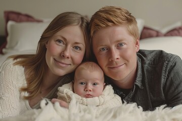 Wall Mural - Happy family portrait in a cozy setting symbolizing love togetherness and warmth