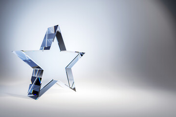 Aufkleber - Glass star award on light gradient background. 3D Rendering