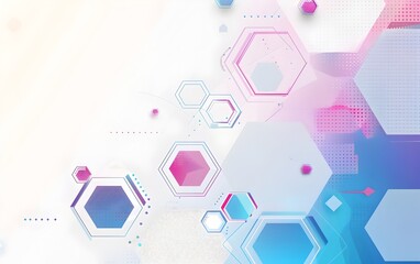 Poster - Abstract geometric background with hexagons and blocks in pastel colors on white vector illustration, futuristic technology concept for business presentation or banner desig