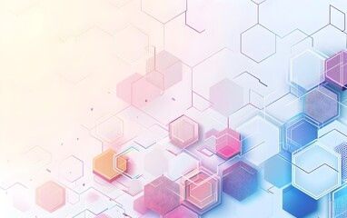 Poster - Abstract geometric background with hexagons and blocks in pastel colors on white vector illustration, futuristic technology concept for business presentation or banner desig