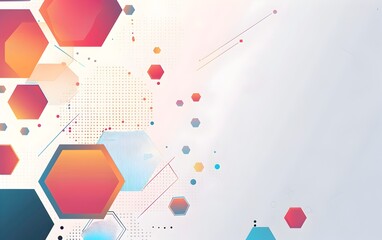 Abstract geometric background with hexagons and blocks in pastel colors on white vector illustration, futuristic technology concept for business presentation or banner desig