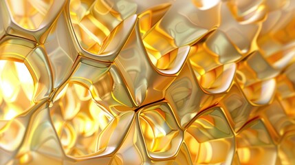 Poster - abstract 3d golden honeycomb pattern with radiant reflections and intricate details