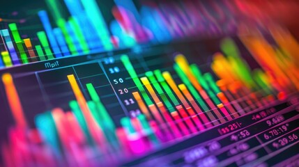 Wall Mural - Close-up of colorful financial charts and graphs, representing investment tools -