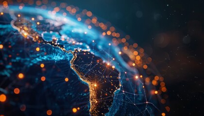 Poster - South America Illuminated by Network Connections at Night
