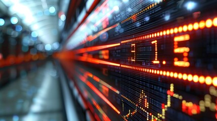 Poster - Dynamic 3D stock market ticker with flowing financial data, depicting market activity