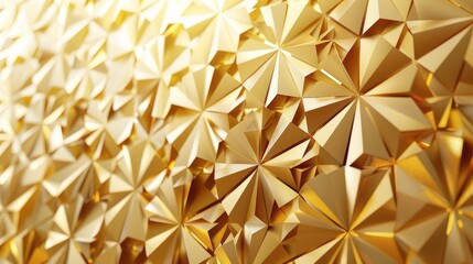 Poster - Radiant 3D golden mosaic pattern with sophisticated and abstract geometric shapes